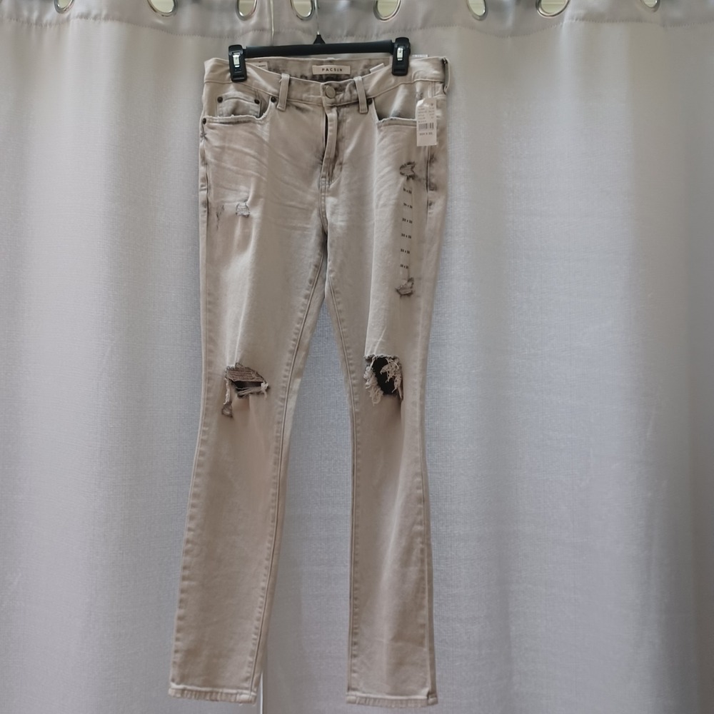 NWT Pac Sun Stacked Skinny Comfort Stretch 30W X 30L Bleach Wash Distressed Mens
